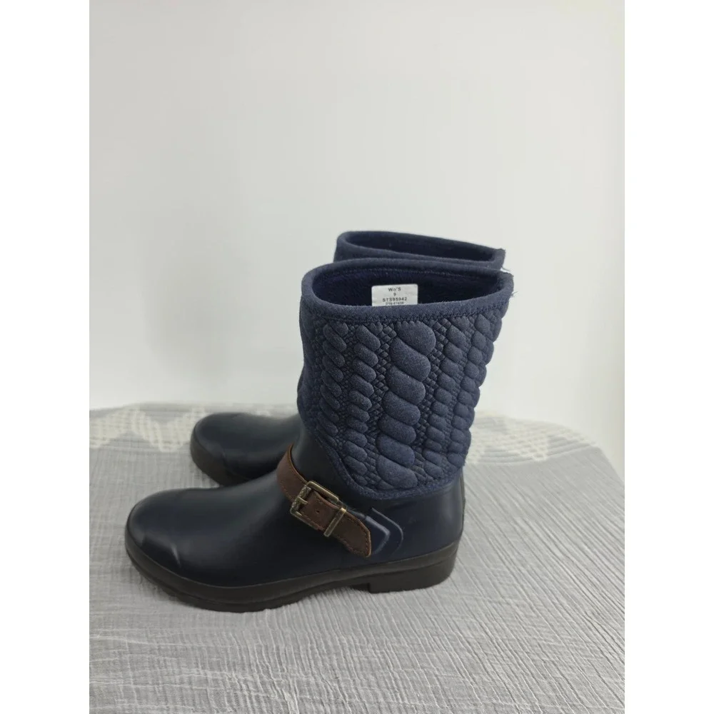 Sperry Top-Sider Saltwater Navy Blue Quilted Waterproof Rain Boots STS95942 9